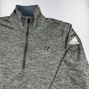 Adidas San Antonio Spurs Pullover Mens Large 1/4 Zip ClimaWarm Gray Team Issue